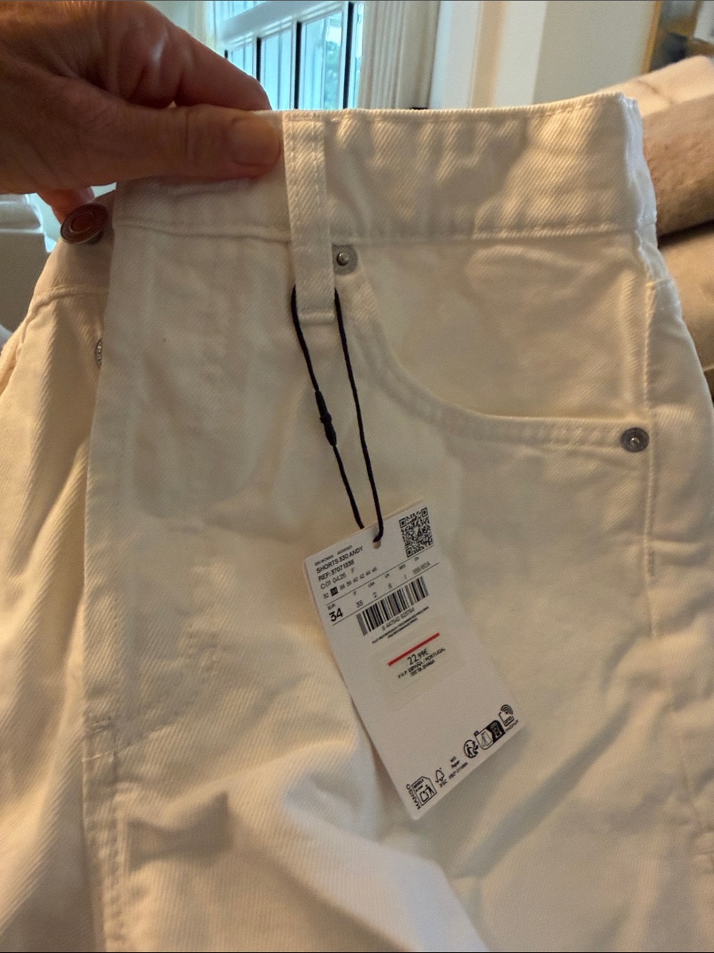 Mango White Denim Shorts with Frayed Hem - Picture 4 of 4